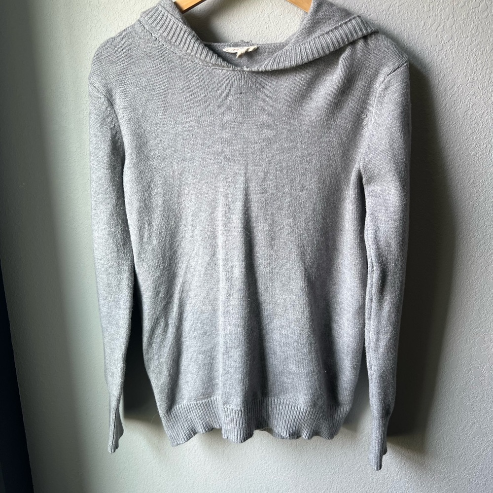 Mystree Gray White Arm Stripe Hooded Sweater